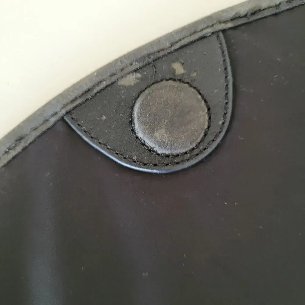 Tory‎ Burch Black Nylon Leather Trim Flap Crossbody Messenger Bag Gold Hardware
